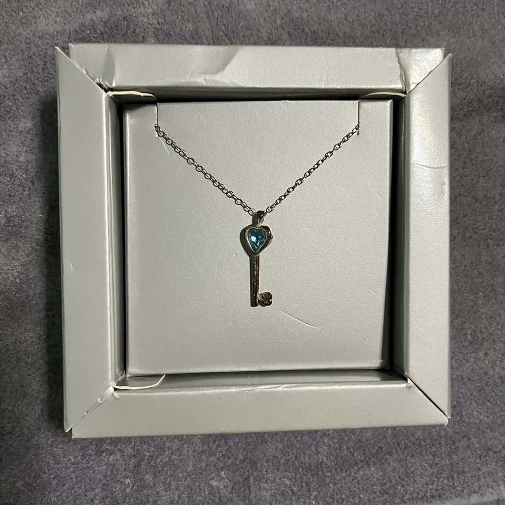 Aquamarine key pendant